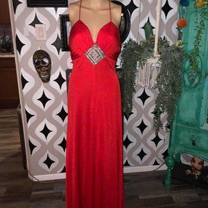 1970s Joy Steven's Red Maxi Dress